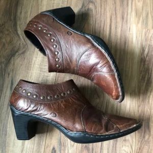 Josef Seibel leather Ankle Boots heels studs brown